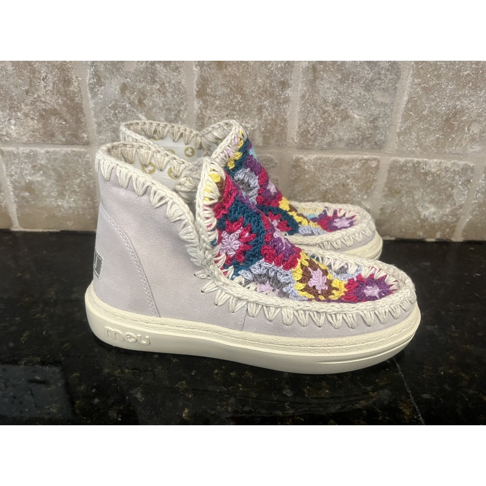 NEW Crochet Boots MOU Cottage Boho Coquette Hippie Granny Square SZ 38 US 7.5